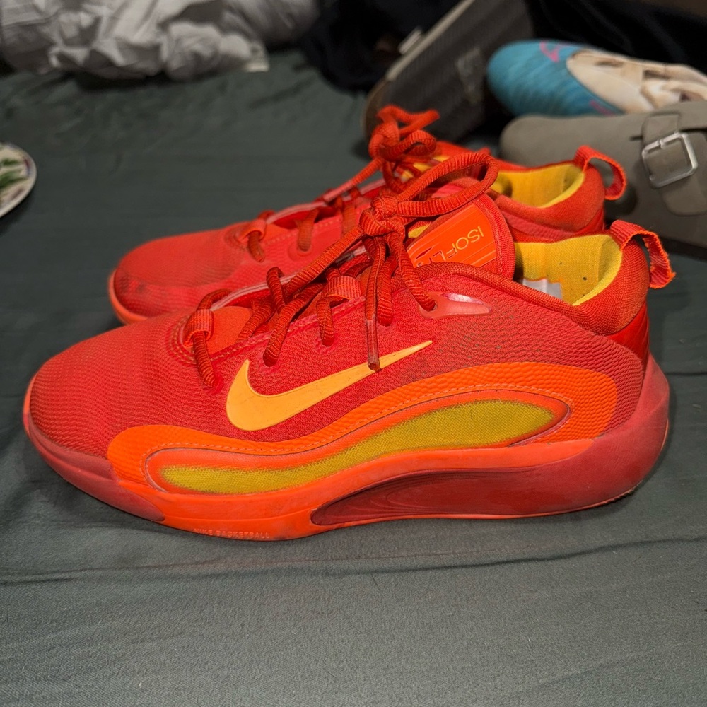 Nike Red and Yellow Sneakers with Dynamic Design